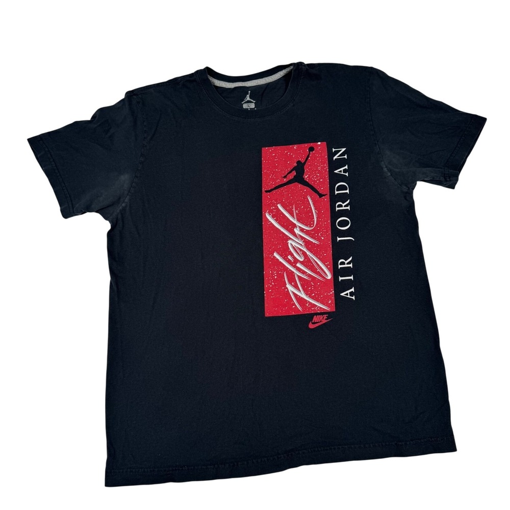 Nike Air Jordan Flight Men L Graphic Tee T-Shirt Black Red Jumpman Sporty Grunge